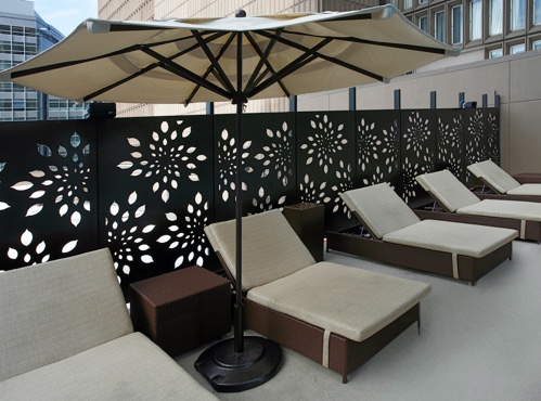 A Parasoleil Screen System by the pool at the Sheraton Denver Downtown Hotel