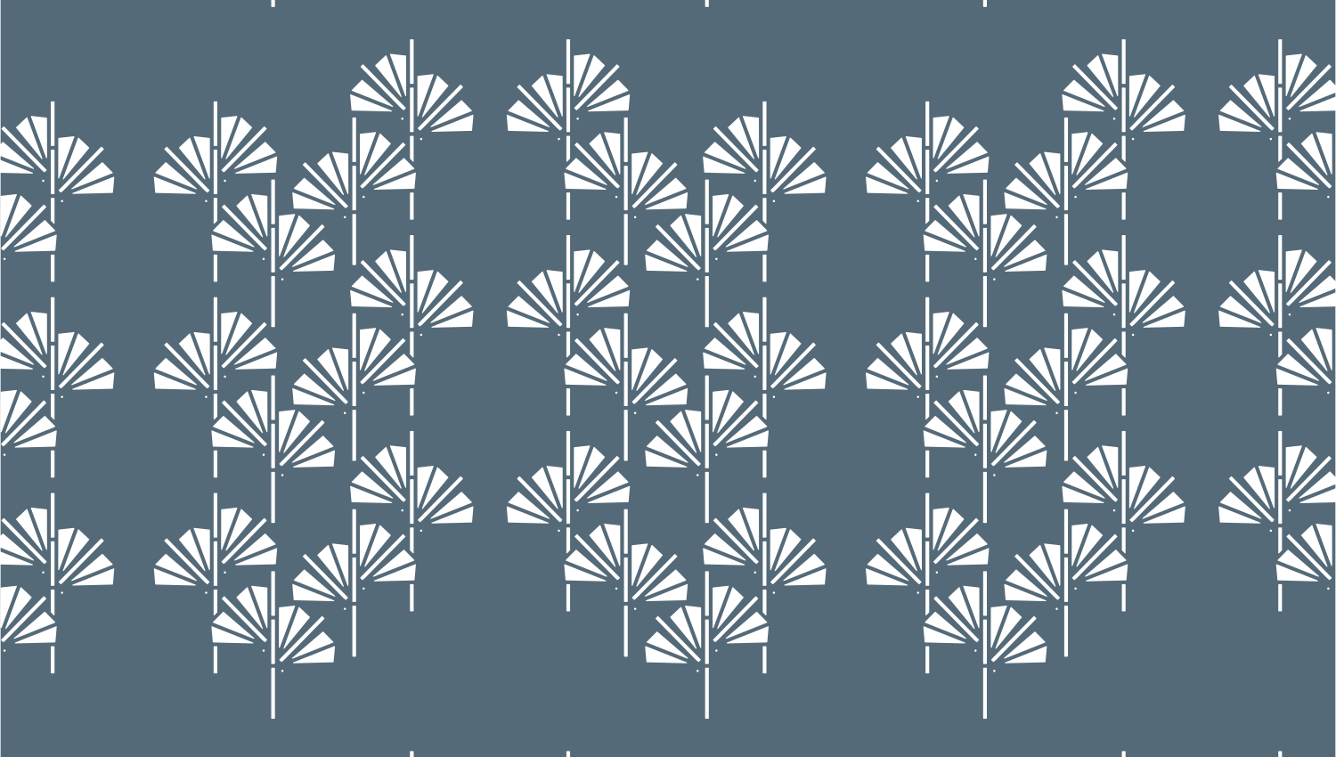 Parasoleil™ Ginkgo Spread© pattern displayed with a blue color overlay